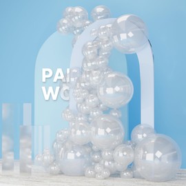 PartyWoo Clear Balloons 140pcs Different Sizes of 18 12 10 5 Inch Transparent Balloon Arch Kit for Graduation Wedding Baby Shower Bridal Shower Anniversary Birthday Party Decorations Clear-Y2