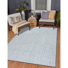 Unique Loom Jill Zarin Jill Zarin Outdoor Collection Area Rug - Costa Rica (9' x 12' Rectangle, Pink and Aqua/Light Blue)