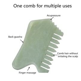 Jade Guasha Peine Masaje Piedra, Raspado Gua Sha Peine Masaje Cuero Cabelludo (11.5 x6cm) para Cuero Cabelludo, Cuerpo, Cara, Cuello, Espalda, Muñecas, Hombros, Piernas