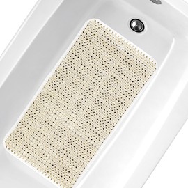 AQUALONA® Luxury Bath Mat, Anti-Mould Non-Slip – PVC, Machine Washable. BPA, Latex and Phthalate Free (Comfort Beige)