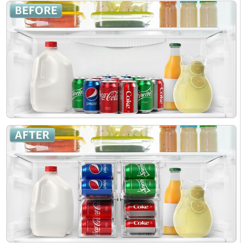 Sorbus Soda Can Organizer for Refrigerator - Stackable w Lid