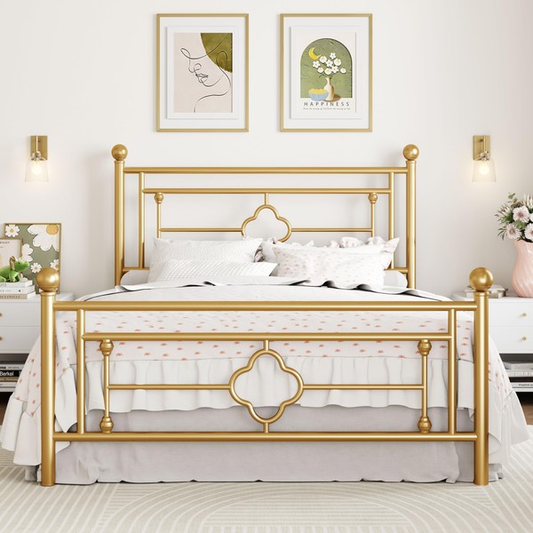 SHA CERLIN 14 Inches Full Size Metal Platform Bed Frame/Vintage