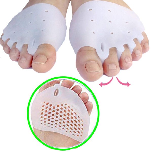 Mcvcoyh Gel Metatarsal Cushion Bunion Corrector Pads,4 PCS Toe Separators, Bunion Splint, Gel Metatarsal Pad Breathable for Mortons Neuroma- Rapid Foot Pain Relief