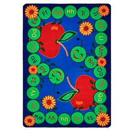 Carpets for Kids 2201 ABC Caterpillar Literacy Classroom Nursery Room Rug 4ft 5in x 5ft 10in Rectangle Blue