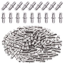Swpeet 100 Pcs 5 mm Shelf Pins, Metal Nickel Shelf Support Pegs Shelf Holder Pins Bracket Cabinet Clips Holder for Shelf Holes on Bookcase, Cabinets and Entertainment Centers