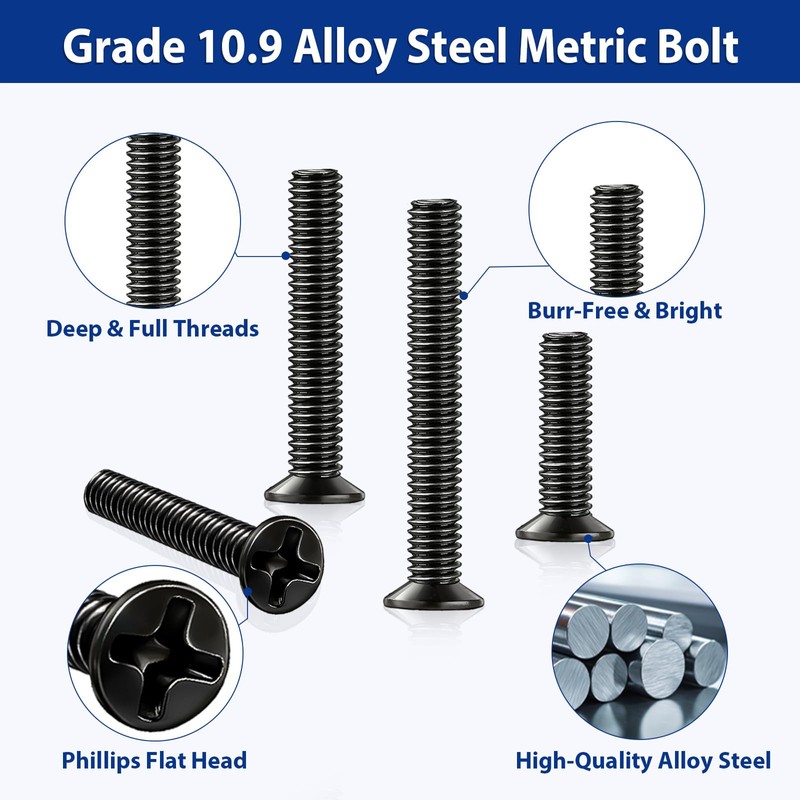 Kernmax 1120Pcs M3 Countersunk Screws Kit, M3 Flat Head Screws,