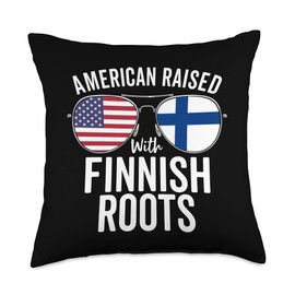 American Raised With Finnish Roots USA Finland Flag Throw Pillow
