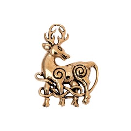 WINDALF Celtic Fibel DWALIN 3.8 cm Celtic Deer Costume Jewellery Brooch Vintage Bronze, Fabric jewellery bag