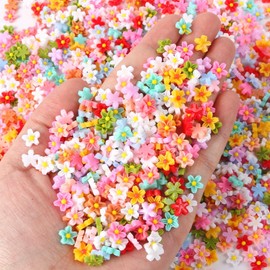 100Pcs Flower Nail Charms 3D Resin Flower Nail Art Supplies Colorful Floral Nail Art Charms Five Petals Flower Nail Art Stud Jewelry Spring Summer Nail Decorations for Women DIY Crafts Manicures Tips