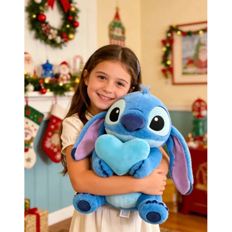 Para Bonito Peluche Stitch Angel Abrazando Corazón 45cm Azul