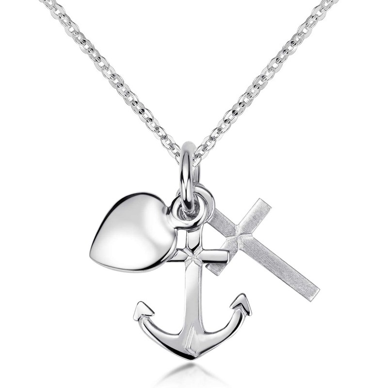 MATERIA by Matthias Wagner Necklace Pendant Faith Love Hope Rhodium-Plated