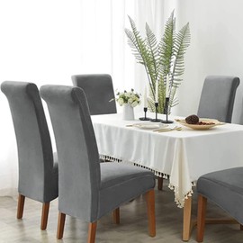 Soft Spandex High Back Chair Covers, Set of 4 Pack, Washable Dining Room Large Chair Protector, Removable Dining Chair Slipcover, Seat Cover For Home Kitchen Hotel Banquet Wedding Decor