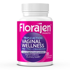 Florajen Suplemento De Probióticos, Prebióticos Y Arándanos Vaginales Para Mujeres, Para Reforzar El Sistema Inmunológico Y La Salud Digestiva, 30 Cápsulas 30 Unidades (Paquete De 1) Arándano