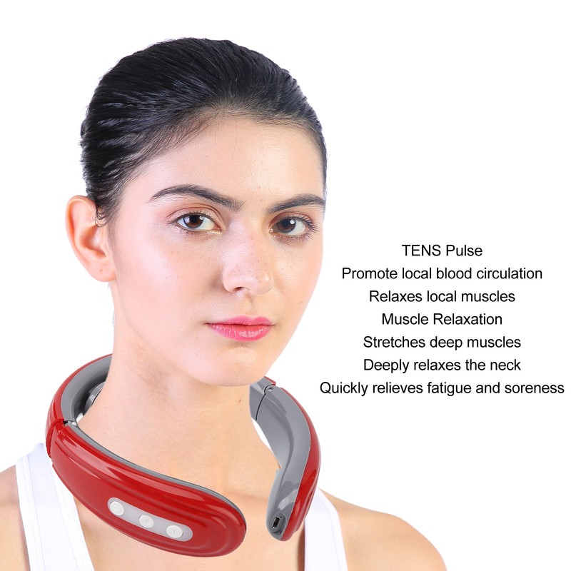 Wireless Pulse Neck Massager 6 Modes 9 Strengths Rechargeable Heating