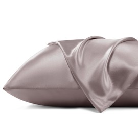 Bedsure Satin Pillowcase for Hair and Skin - Dusty Rose Zipper Pillow Cases King Size Set of 2, Similar to Silk Pillow Cases, Silky & Super Soft Pillow Covers, Gifts for Her or Him, 20x36 Inches