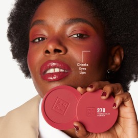 3INA MAKEUP - The No-Rules Powder 270 - Dark Red 3-in-1 Compact Powder for Eyes, Lips and Cheeks - Powder with Hyaluronic Acid and Ceramide - Soft Powder Lightweight Formula - Vegan - Cruelty Free