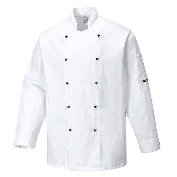 Portwest Somerset Chefs Jacket L/S, Size: S, Colour: White, C834WHRS