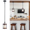 Ejerlya Ejerlya Farmhouse Pendant Light, Rustic Walnut Wood Metal Cage