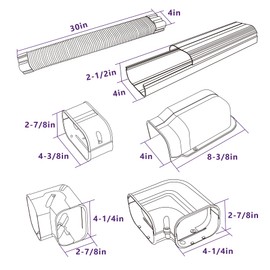 Mxclimate 4" 17Ft PVC Line Set Cover Kit for Mini Split and Central Air Conditioners,AC Heat Pump Systems,Decorative Tubing Pipe Covers,Brown