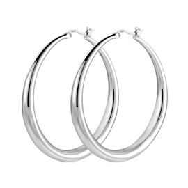 KISSPAT Large Hoop Earrings for Women, Hypoallergenic Gold Silver Twisted Huggie Hoop Earrings Made of 925 Sterling Silver, Lightweight Hoop Earrings, Silver, No gemstone