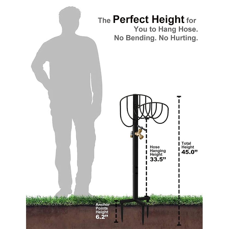 Artigarden Freestanding Garden Hose Holder Stake with Brass Faucet, Heavy