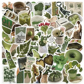 62PCS Green Plant Aesthetic Stickers,Vinyl Waterproof Decal,Perfect for Kids,Teens, Adult Home Decor,Water Bottle Suitcase Phone Skateboard Guitar Water Cup Bike Laptop Scrapbook