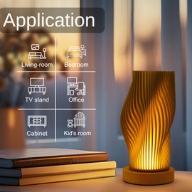 PDClnyck Modern Bedside lamp with Woodbase - 3 Color Modes Dimmable Button Control Nightstand Lamp for Bedroom, Ambient, Kids, Living Room Decor, Office (Grey, Continuum)