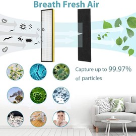 Replacement FLT5000 HEPA Filter C for GermGuardian Air Purifier AC5000, AC5000E, AC5250PT, AC5350B, AC5350BCA, AC5350W, AC5300B, 2 Pack FLT5000 Filters & 10 Pack Activated Carbon Filters