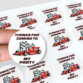 Race Car Racing Thank You Birthday Party Stickers for Party Bags & Sweet Cones (48 Stickers)