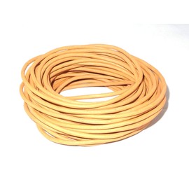 Cords Craft® Cordón de cuero redondo de 3 mm con acabado mate para hacer joyas, pulseras, abalorios, trabajo y manualidades (tinte natural, mostaza, 10.93 yardas) | Rollo de cordón de cuero de 10 metros