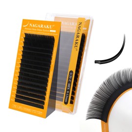 NAGARAKU Extensiones De Pestañas Elípticas Planas, Serie Air Generación 5 de Doble Punta Individuales Salón de Belleza Profesional - 0.20 C Curvatura 