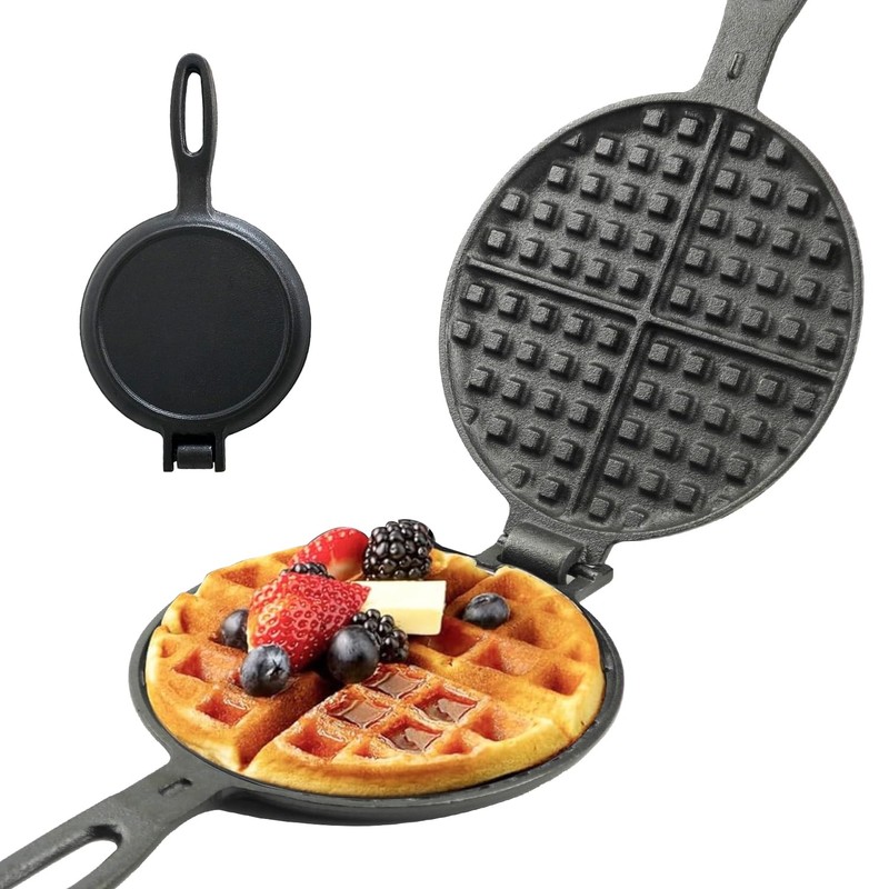 7 Inch Round Cast Iron Waffle Iron Plant oil care