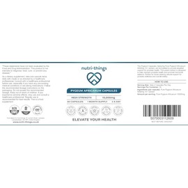 Nutri-things Pygeum Africanum Capsules - 60 Capsules - 5000mg 10:1 Extract - High-Strength Formula for Prostate Support and Hormonal Balance, Daily Dietary Supplement