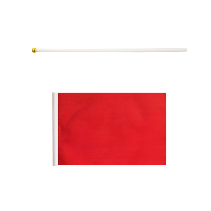25 Pack Red Stick Flags,Hand Held Small Mini DIY Solid