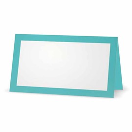 Misty Blue Place Cards - Flat or Tent Style - 10 or 50 Pack - White Blank Front Solid Color Border Placement Table Name Dinner Seat Stationery Party Supplies Occasion Event Holiday (10, Tent Style)
