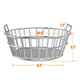 only fire #8567 Charcoal Ash Basket Stainless Steel Charcoal Holder with Handles, Fits Kamado Joe-Joe Junior Grill