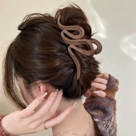 Briskyjp Hair Clip, 5.1 inches (13 cm), Firmly Curled, Hair Accessory, Bath, Simple, Office, Women's, Banana Clip, For Adults, Korean Style, Cute, Hair Ornament, PC Resin, Lightweight, Light Brown