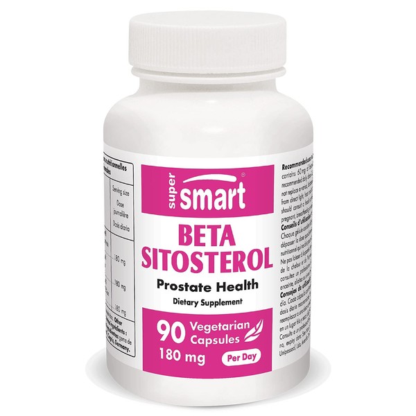 Supersmart - Beta-Sitosterol 180 mg Per Day (VegaPure ®) - Prostate & Urinary Health - Reduce Need to Urinate Frequently | Non-GMO & Gluten Free - 90 Vegetarian Capsules