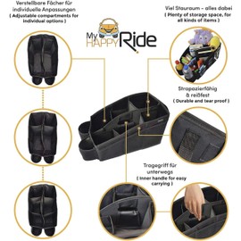 Car organiser, car seat accessory pocket with 2 attachment pockets, water resistant back seat pocket, back seat toy pocket, seat bag for back seat toys.