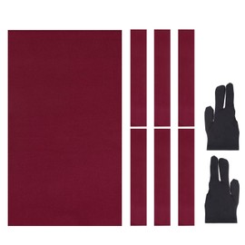 YELARXI Billiard Cloth Pool Table Felt, 8ft with 6 Cloth Strips and 2 Gloves Fit for Home Clubs Bars Indoor Sports Games (1Set, Red)
