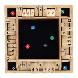 Pacific Shore Games 4 Player Shut The Box Dice Board Game with Natural Wood - 12 in.