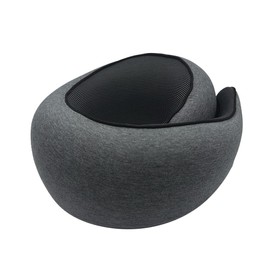 HUALEI-V Portable Travel Pillow,Memory Foam Neck Pillow for Travel,Neck Support Pillow for Airplane with Eyemask,Earplugs and Storage Bag(Grey)