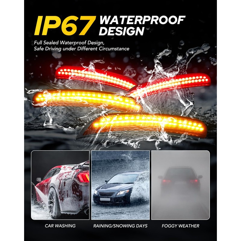 AUTOONE LED Side Marker Lights Red & Yellow Compatible with