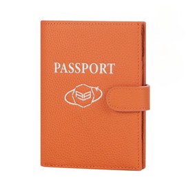 Royal Bagger RFID Genuine Leather Passport Wallet for Women, Casual Travel Wallets Card Holder with SIM Card Pin Tool 3220 (Orange)
