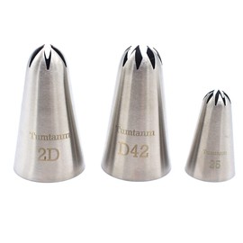 Tumtanm #2D #D42#25 Seamless Stainless Steel Large Icing Piping Nozzles, DIY Icing Nozzle Tool for Cupcakes