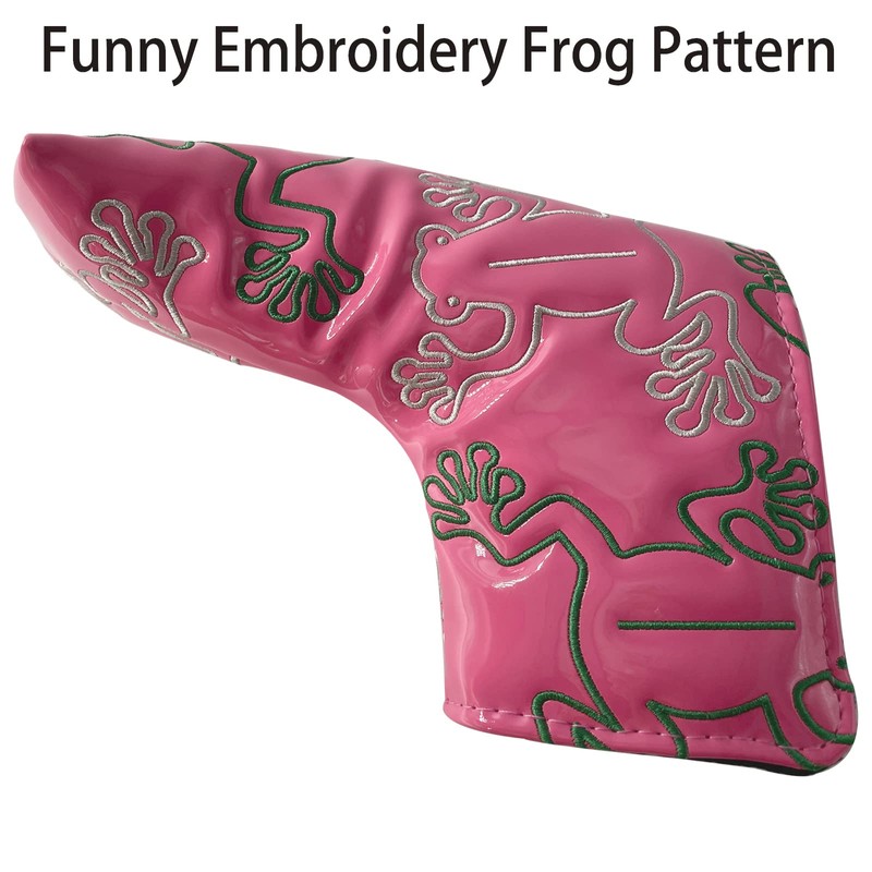 Gbourly Golf Club Pink Frog Blade Putter Cover Magnetic Closure