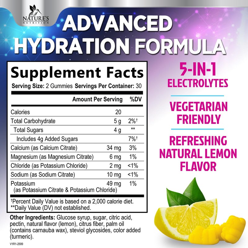 Hydration Electrolyte Gummies - Daily Liquid Replenisher Gummy - Electrolyte