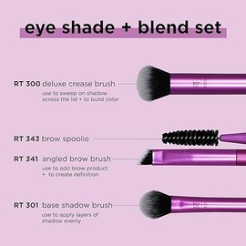 Real Techniques, Dúo de Brochas de Maquillaje para Ojos, Accesorios Esenciales, Juego de Brochas para Sombra y Difuminar, 2 piezas