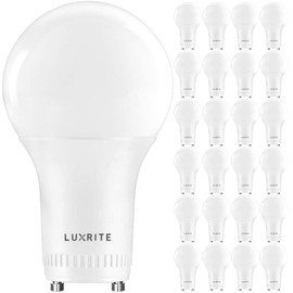 LUXRITE A19 LED GU24 Light Bulb, 60W Equivalent, 3000K Soft White, Enclosed Fixture Rated, 800 Lumens, Dimmable Twist Lock Light Bulbs, Damp Rated, UL Listed, GU24 Base (24 Pack)