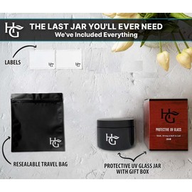 Herb Guard - Glass Airtight Jar & Container with Upgraded Child Resistant Lid (240ml) Keep your Serving Spices and Herbs Fresh for Months